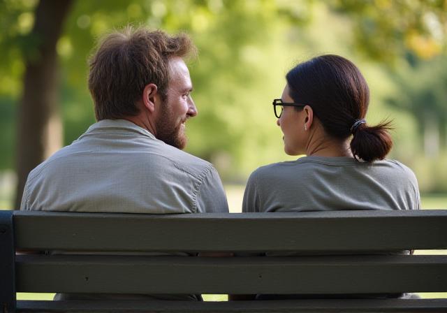 Dos amigos conversando en un parque